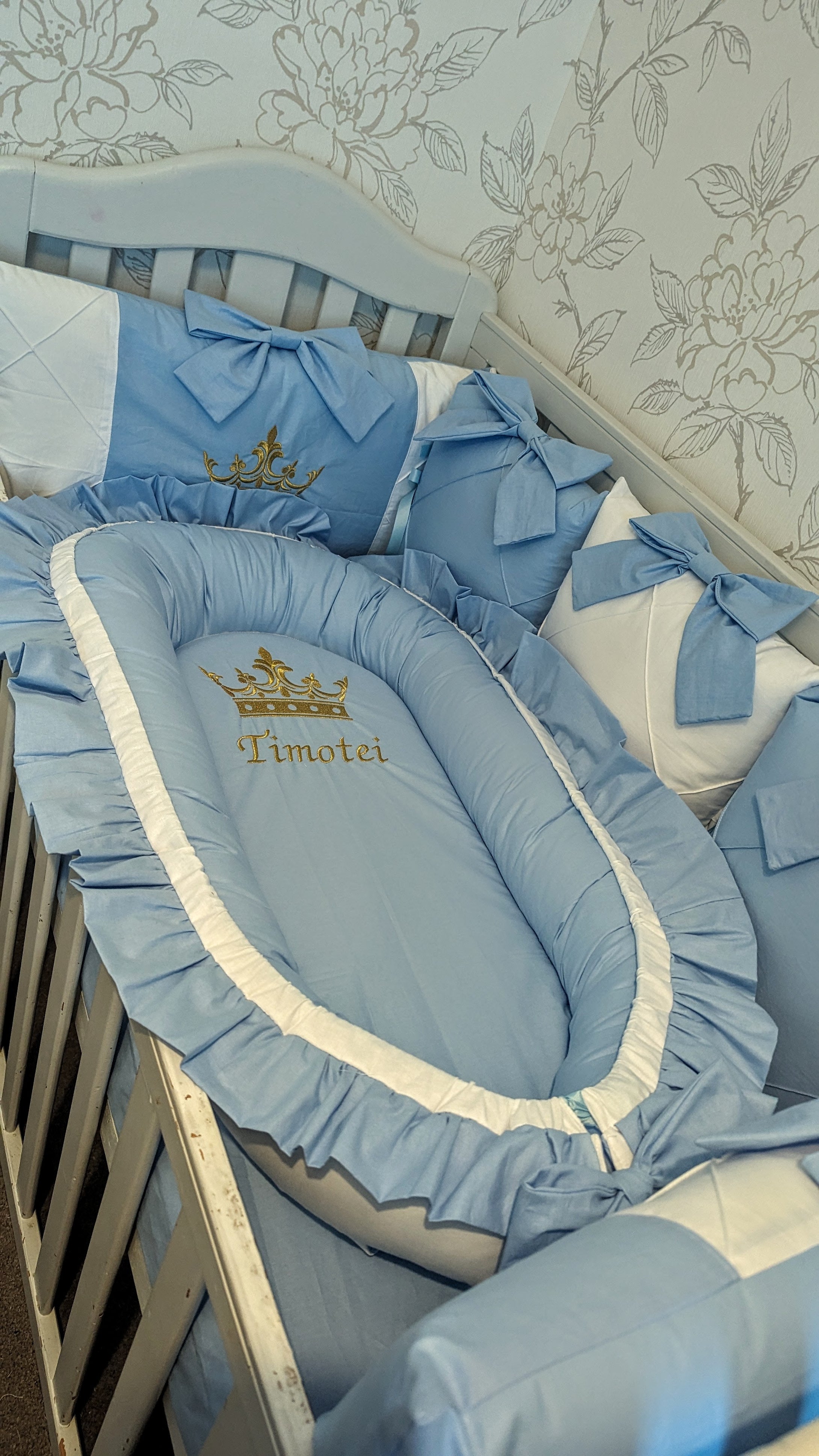 Luxury baby bedding 140*70, personalised by embroidery