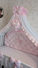 Load image into Gallery viewer, Luxury baby bedding 120x60 personalised by embroidery
