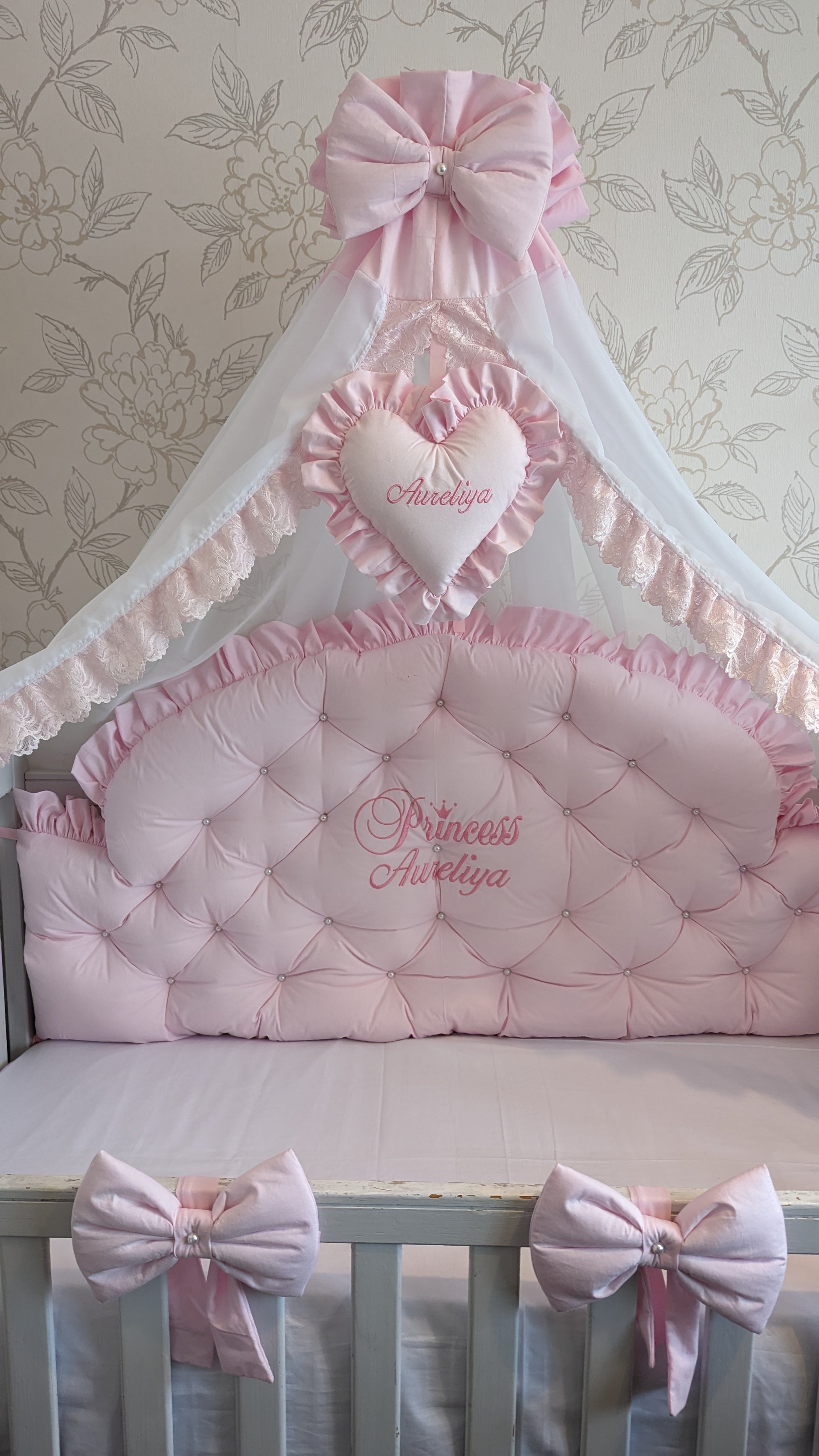 Luxury baby bedding 120x60 personalised by embroidery