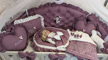 Load image into Gallery viewer, Luxury baby bedding 100*50 personalised by embroidery, 100% cotton
