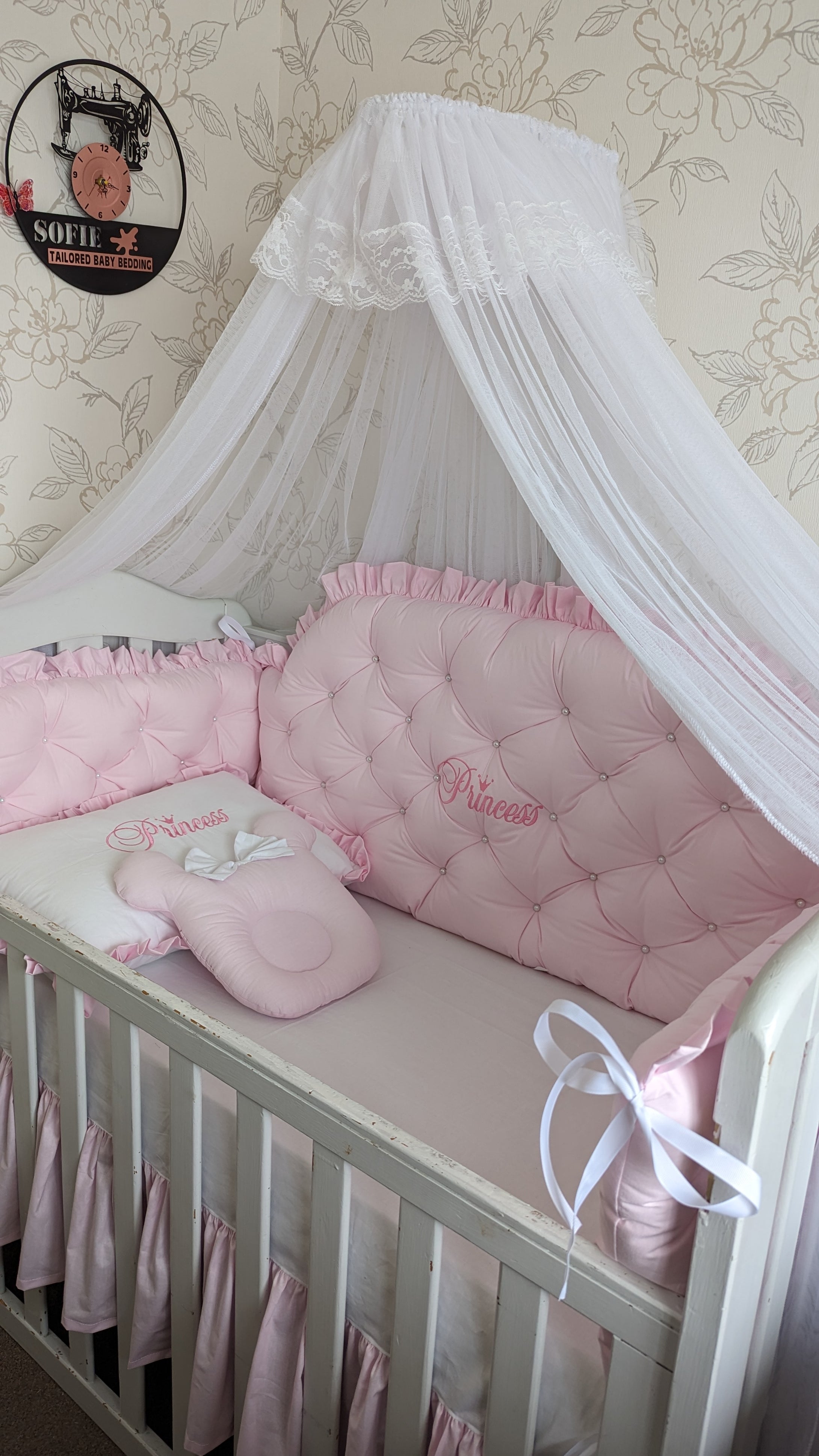 Luxury baby bedding cotton 

 140x70 personalised by embroidery