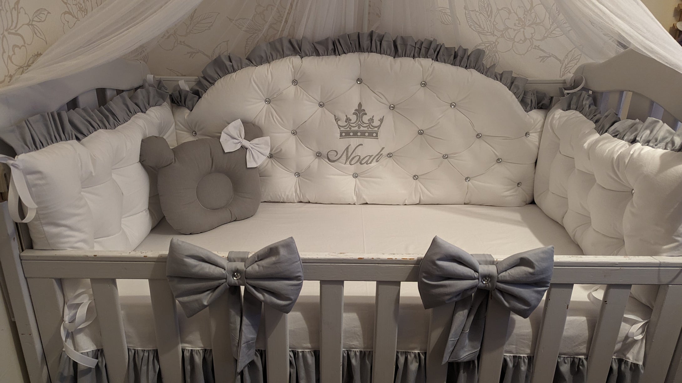 Luxury baby bedding cotton 

 140x70 personalised by embroidery