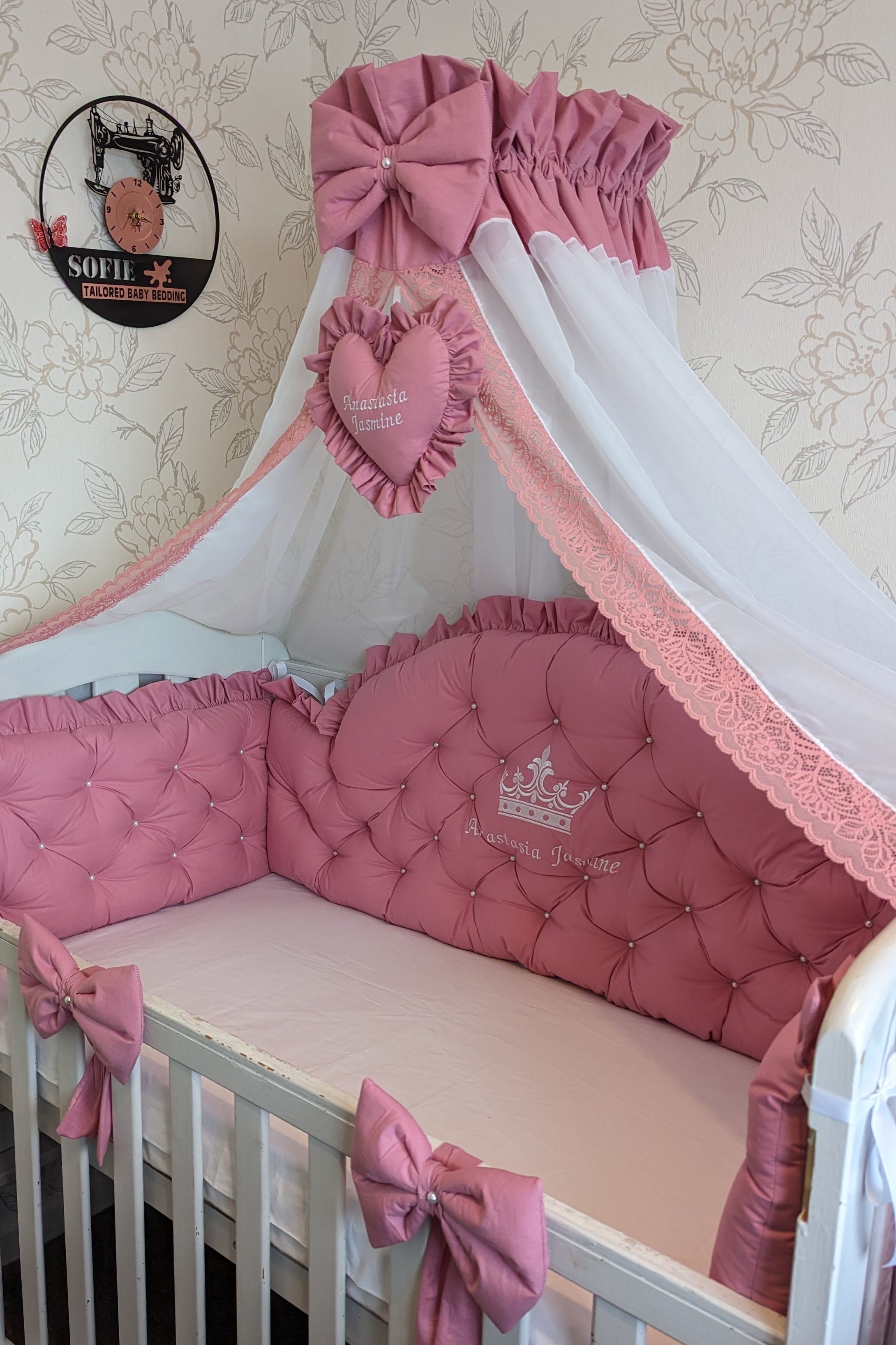 Luxury baby bedding 120x60 personalised by embroidery