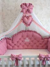 Load image into Gallery viewer, Luxury baby bedding 120x60 personalised by embroidery
