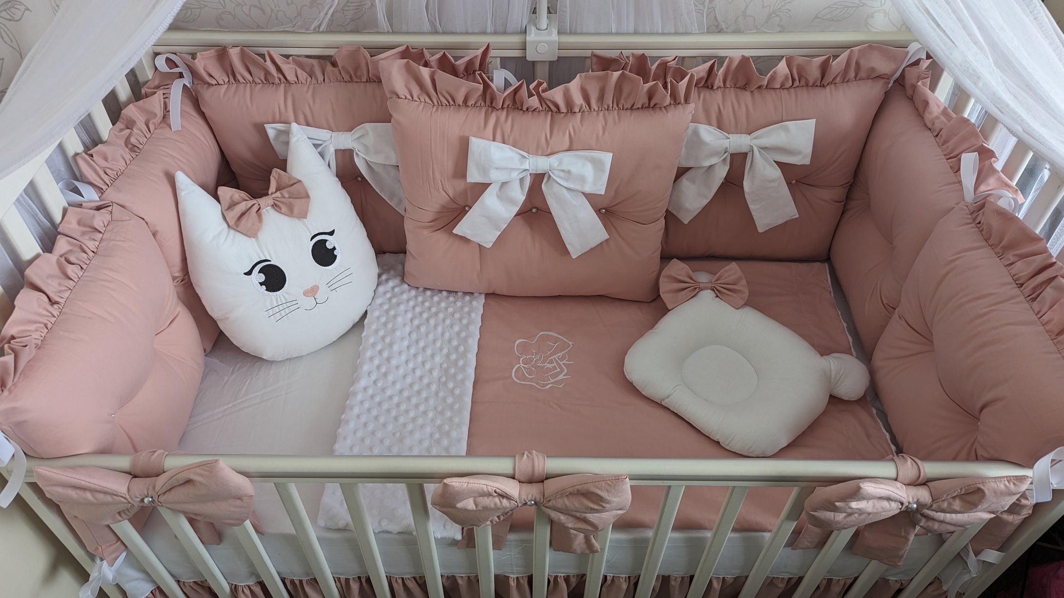 Luxury baby bedding 140*70 personalised by embroidery