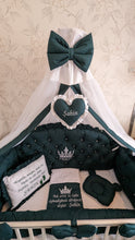 Load image into Gallery viewer, Luxury baby bedding 120x60 personalised by embroidery 100% cotton
