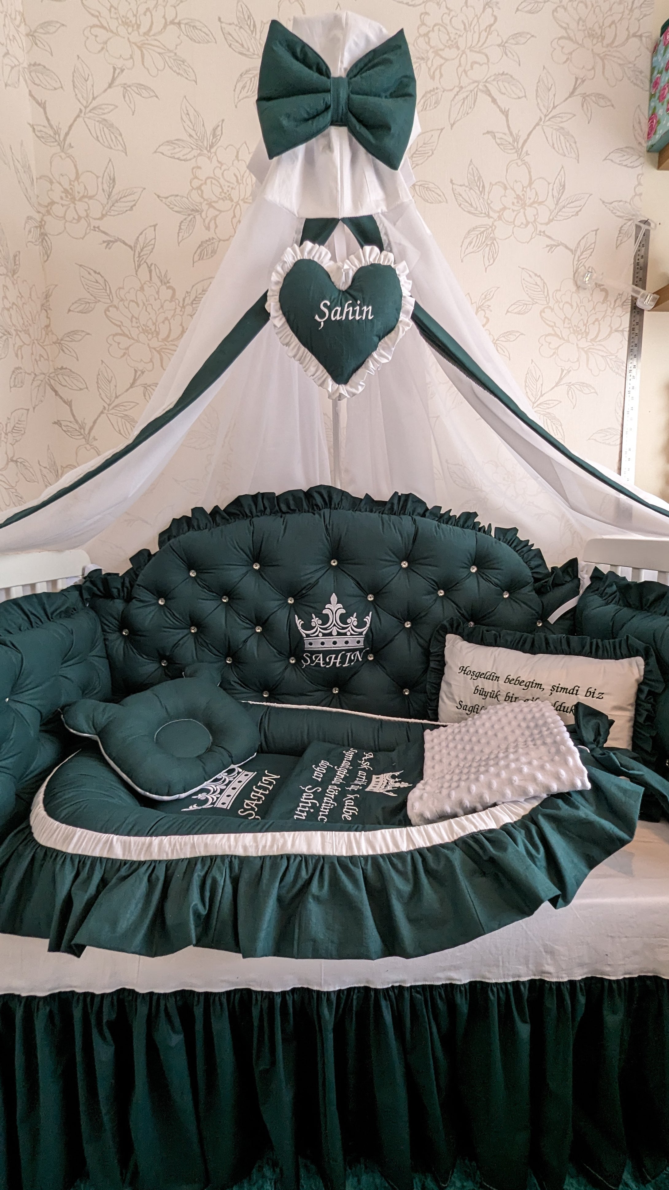 Luxury baby bedding 120x60 personalised by embroidery 100% cotton