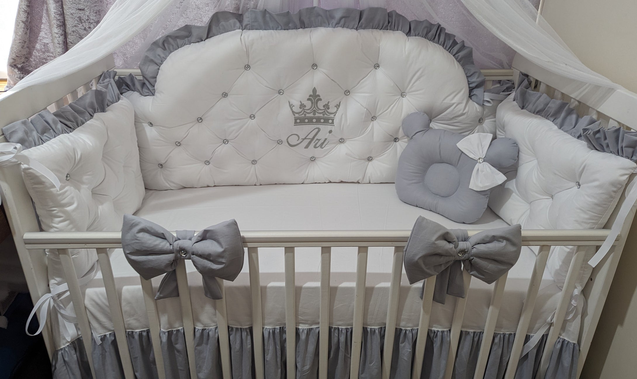 Luxury baby bedding cotton
140x70 personalised by embroidery