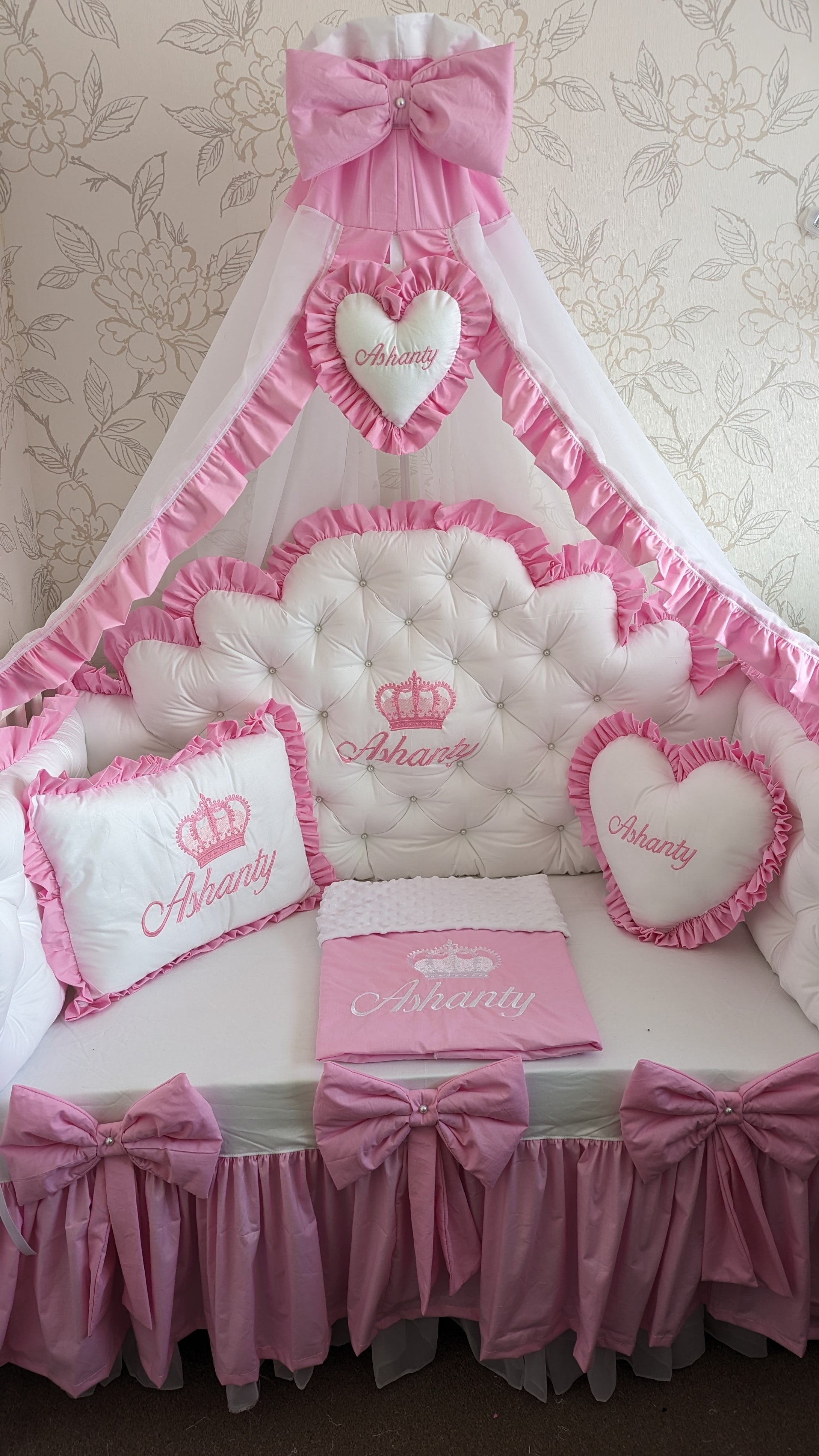 Luxury baby bedding 120*60 personalised by embroidery, 100% cotton