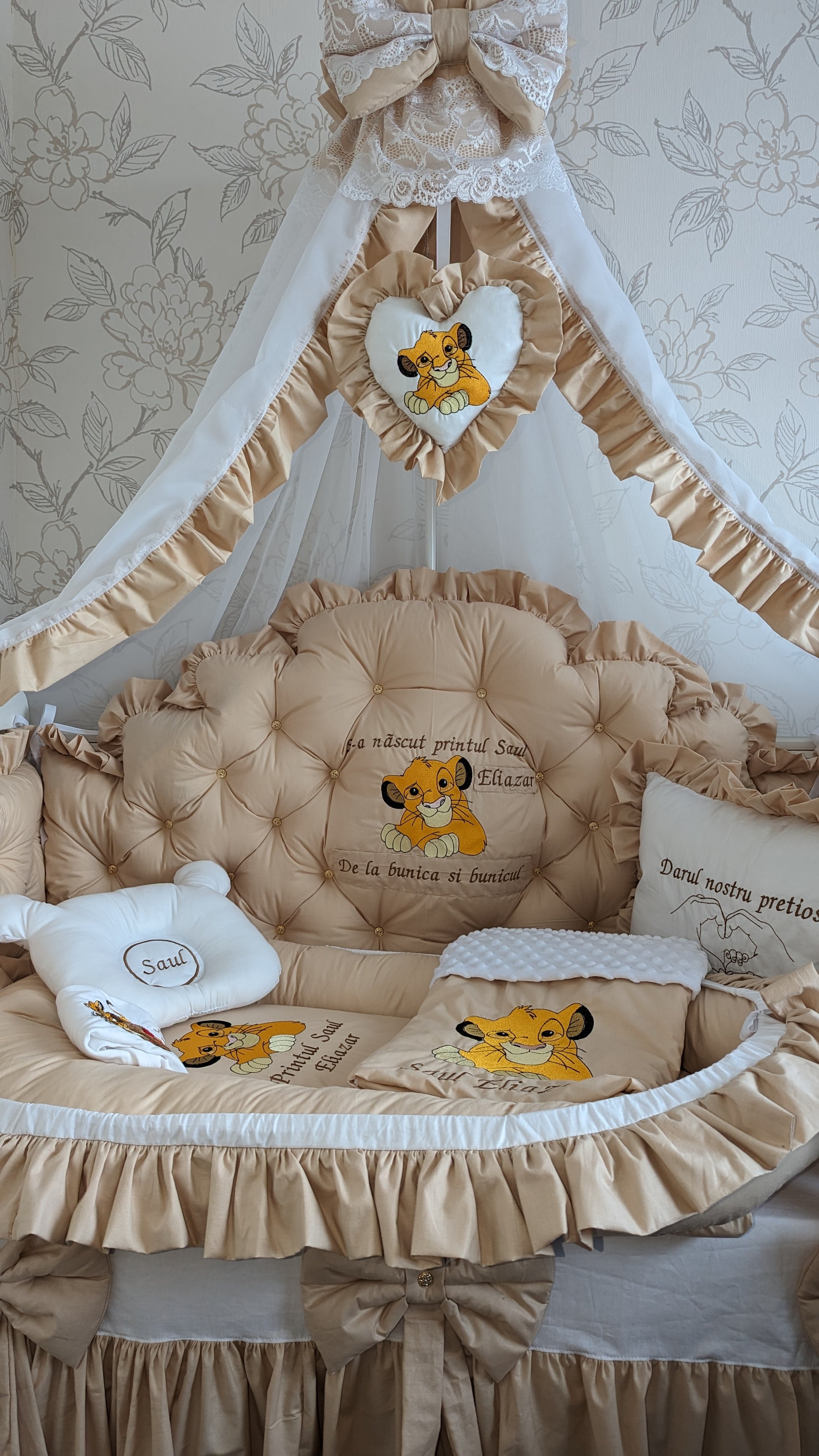 Luxury baby bedding 120x60 personalised by embroidery