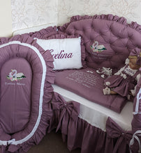 Load image into Gallery viewer, Luxury baby bedding 140*70 personalised by embroidery
