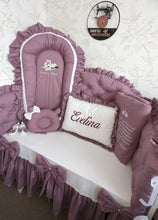Load image into Gallery viewer, Luxury baby bedding 140*70 personalised by embroidery
