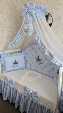 Load image into Gallery viewer, Luxury baby bedding 120x60 personalised by embroidery
