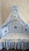 Load image into Gallery viewer, Luxury baby bedding 120x60 personalised by embroidery
