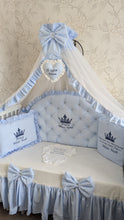 Load image into Gallery viewer, Luxury baby bedding 120x60 personalised by embroidery
