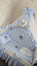 Load image into Gallery viewer, Luxury baby bedding 120x60 personalised by embroidery
