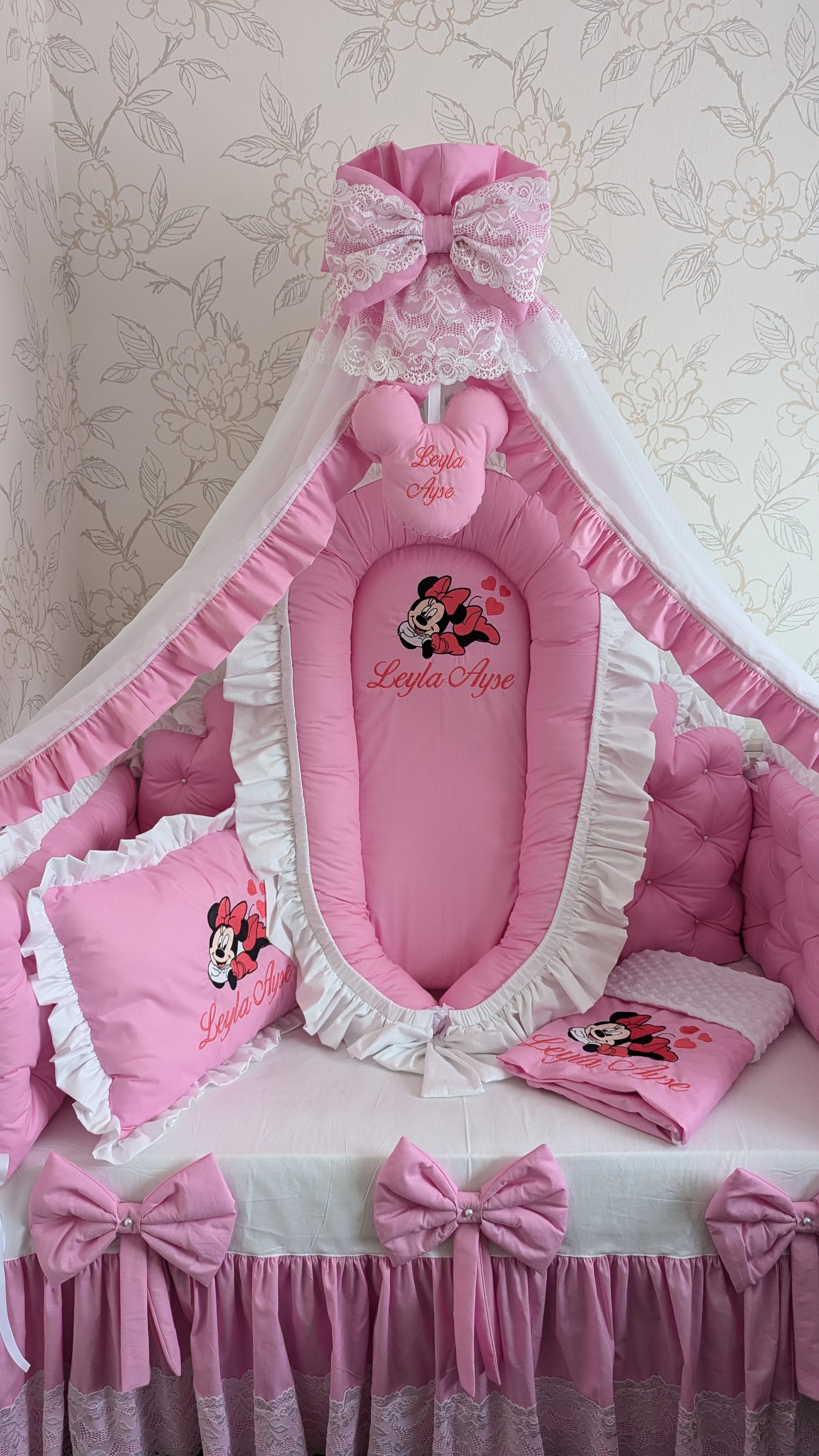 Luxury baby bedding 140*70 personalised by embroidery, 100% cotton