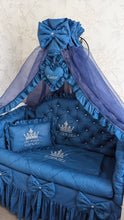 Load image into Gallery viewer, Luxury baby bedding 120x60 personalised by embroidery
