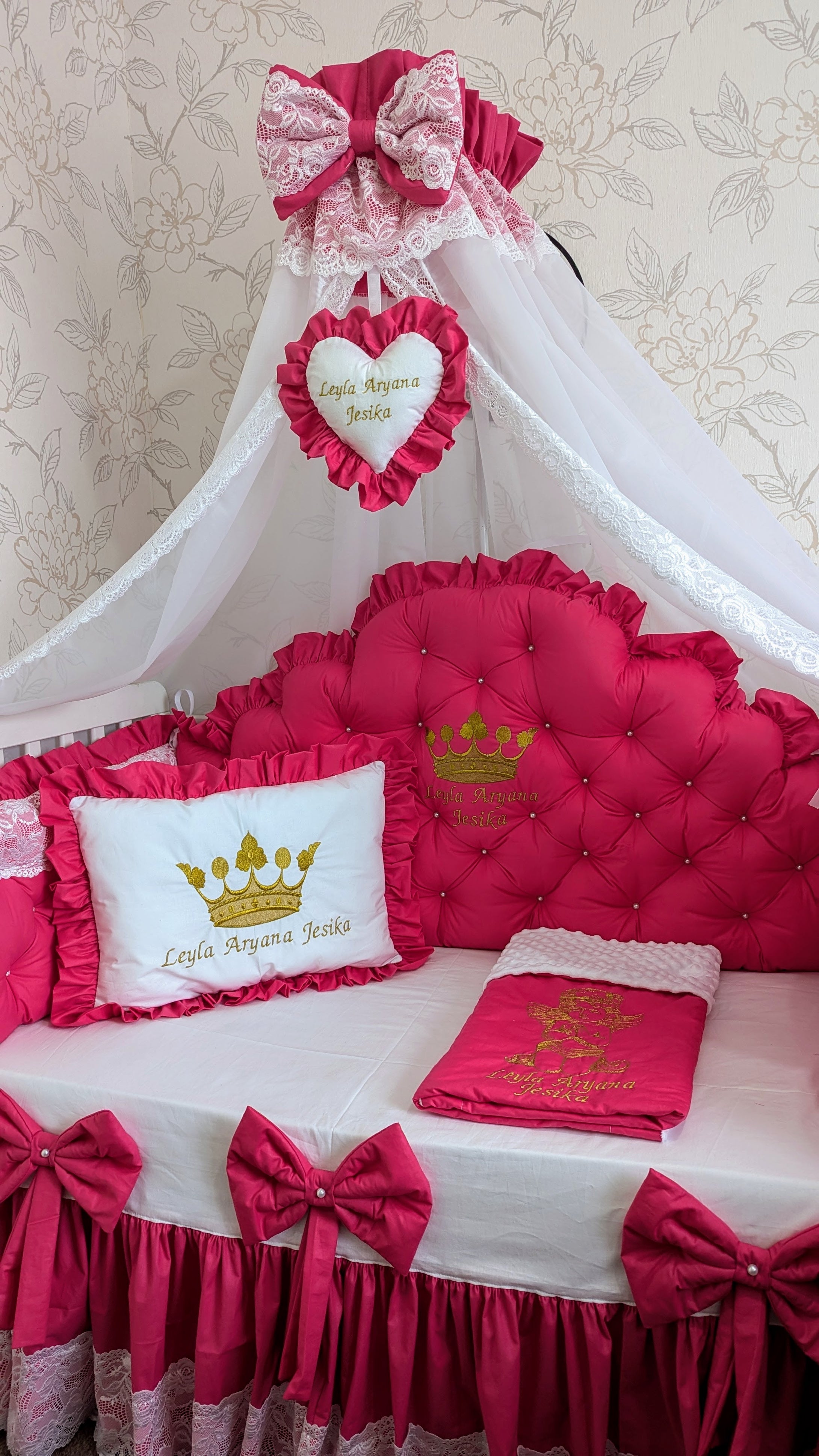 Luxury baby bedding cotton 

 120*60 personalised by embroidery