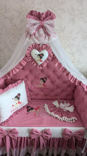 Load image into Gallery viewer, Luxury baby bedding 140*70 personalised by embroidery, 100% cotton

