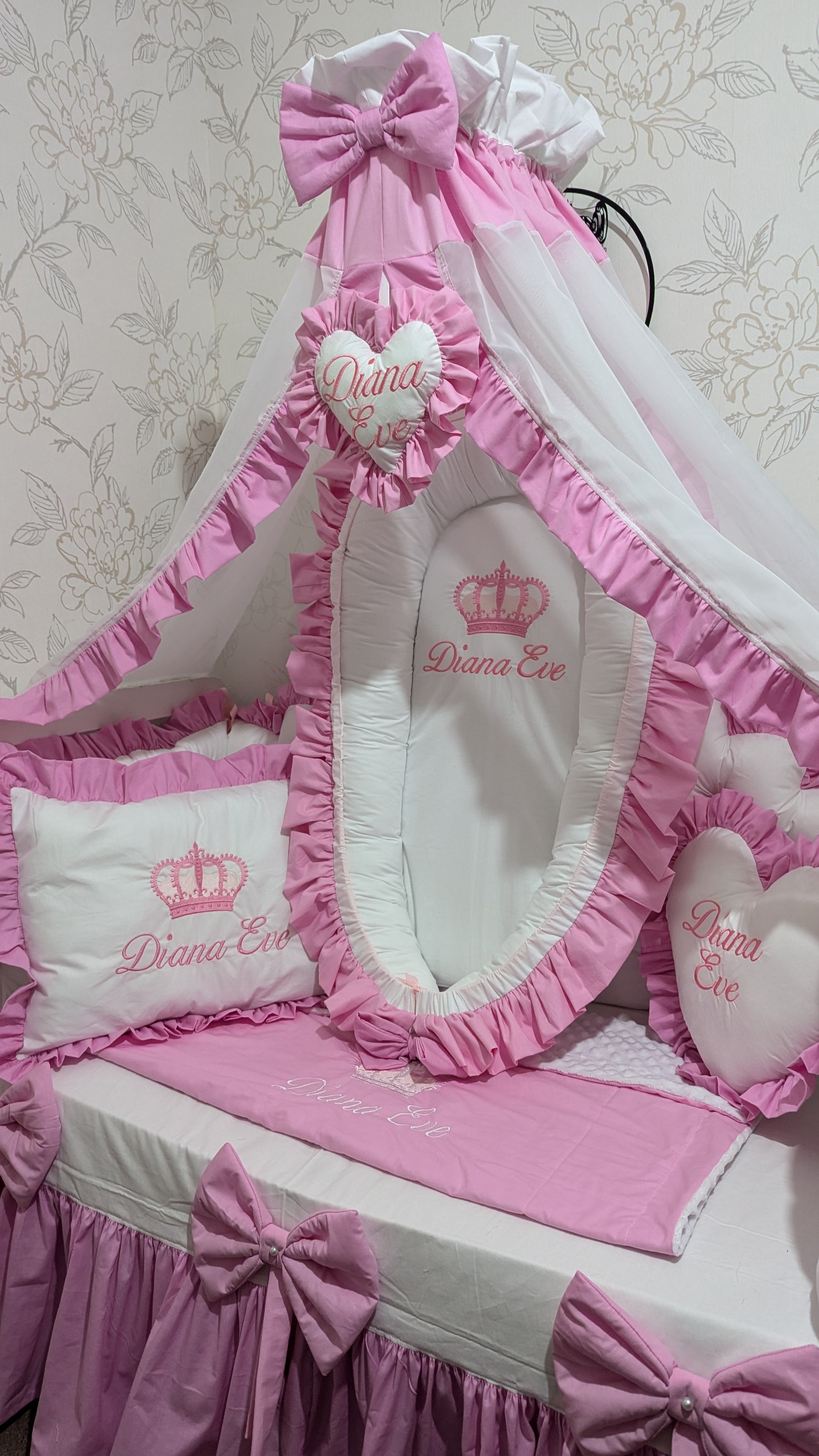 Luxury baby bedding 120*60 personalised by embroidery, 100% cotton
