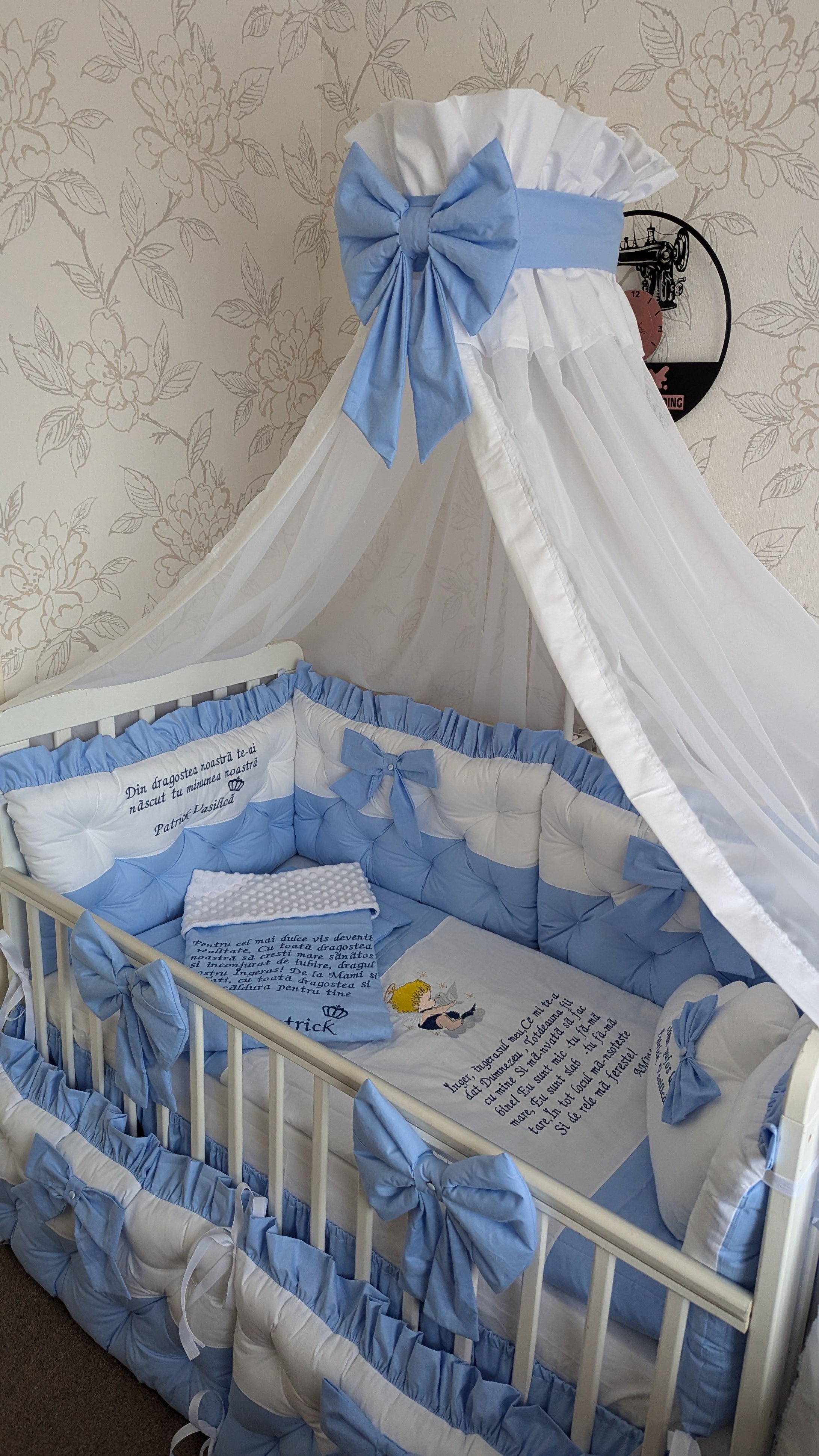 Luxury baby bedding 120*60 personalised by embroidery, 100% cotton