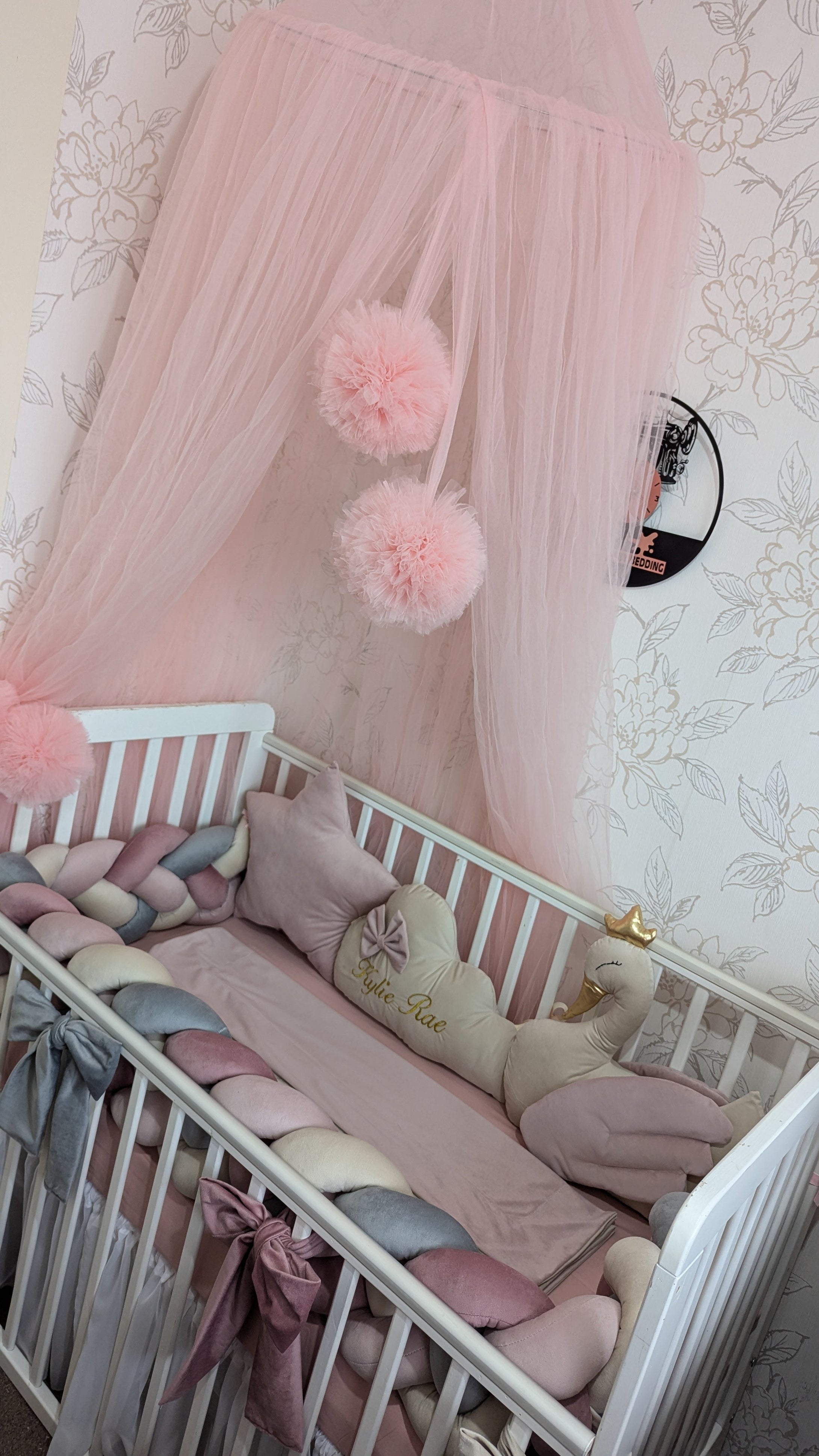 Luxury baby bedding  120*60 personalised by embroidery,  made in velvet