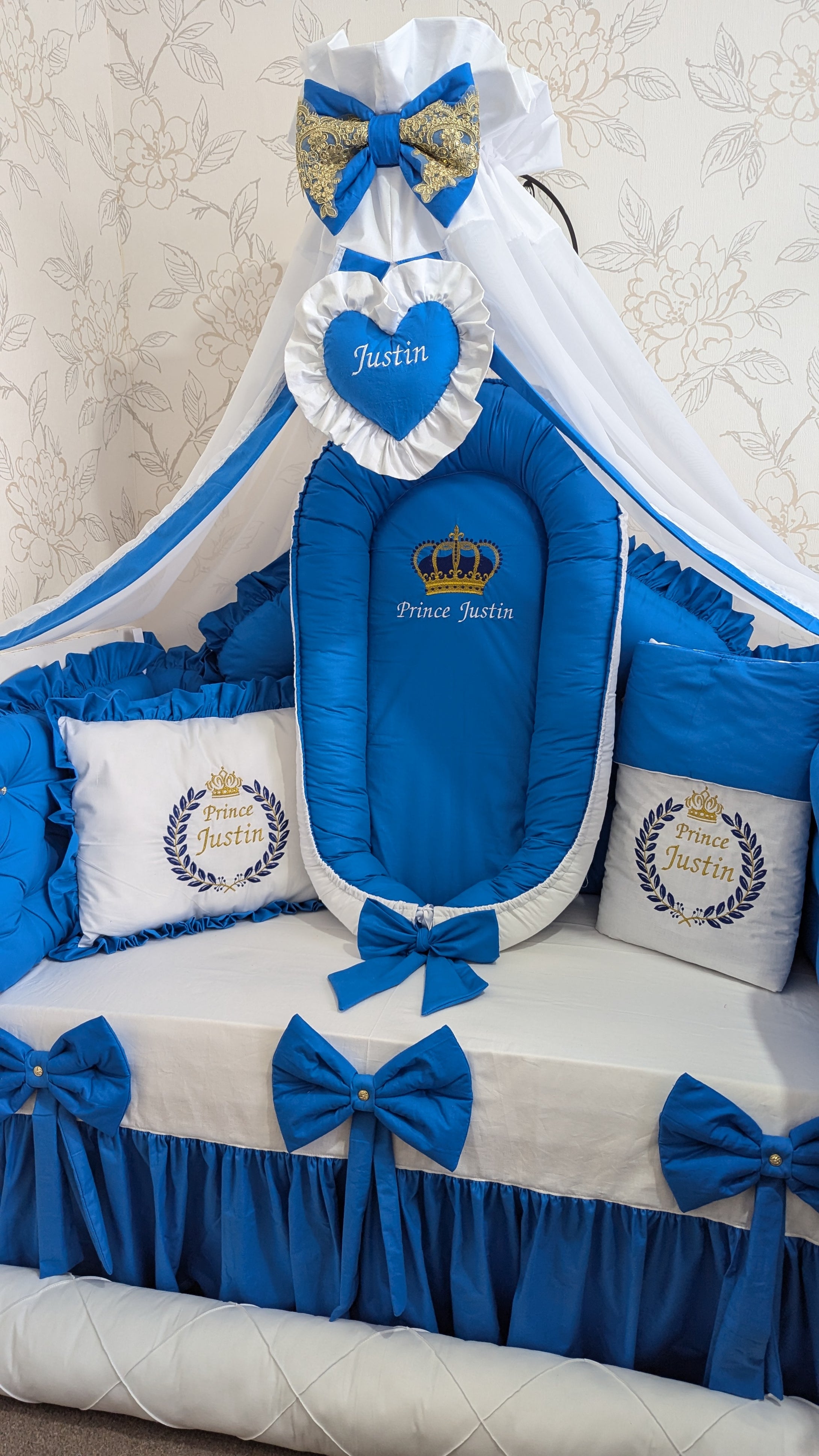 Luxury baby bedding 140*70 personalised by embroidery, 100% cotton