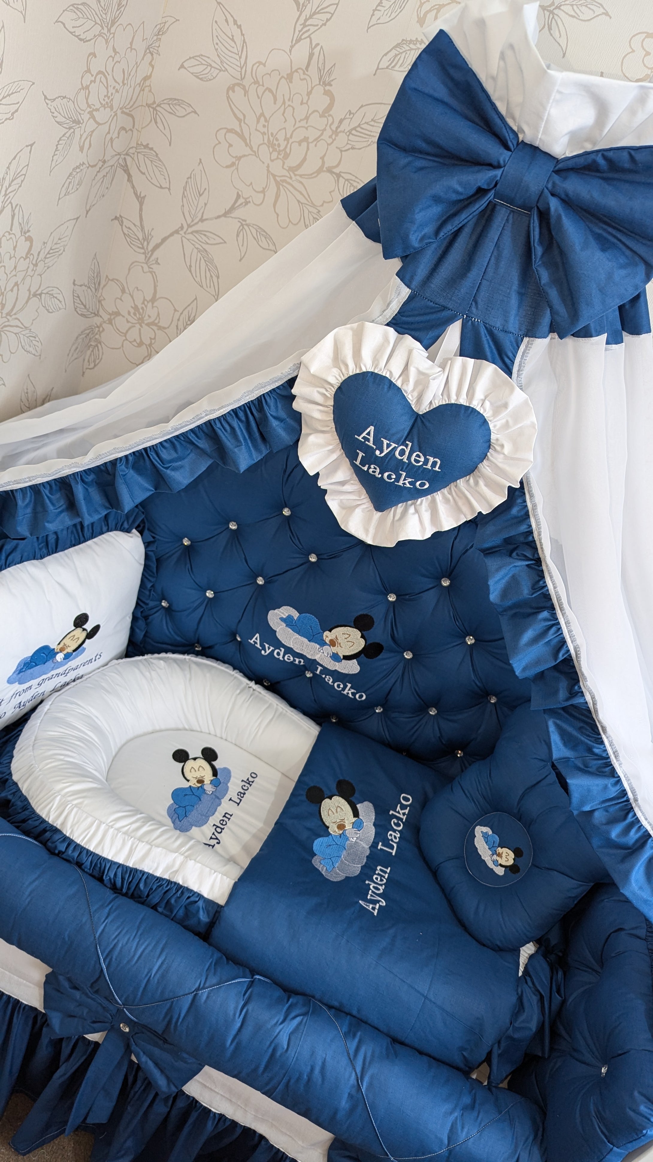 Luxury baby bedding 120*60 personalised by embroidery, 100% cotton