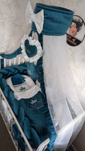Load image into Gallery viewer, Luxury baby bedding 120*65 personalised by embroidery, 100% velvet and cotton
