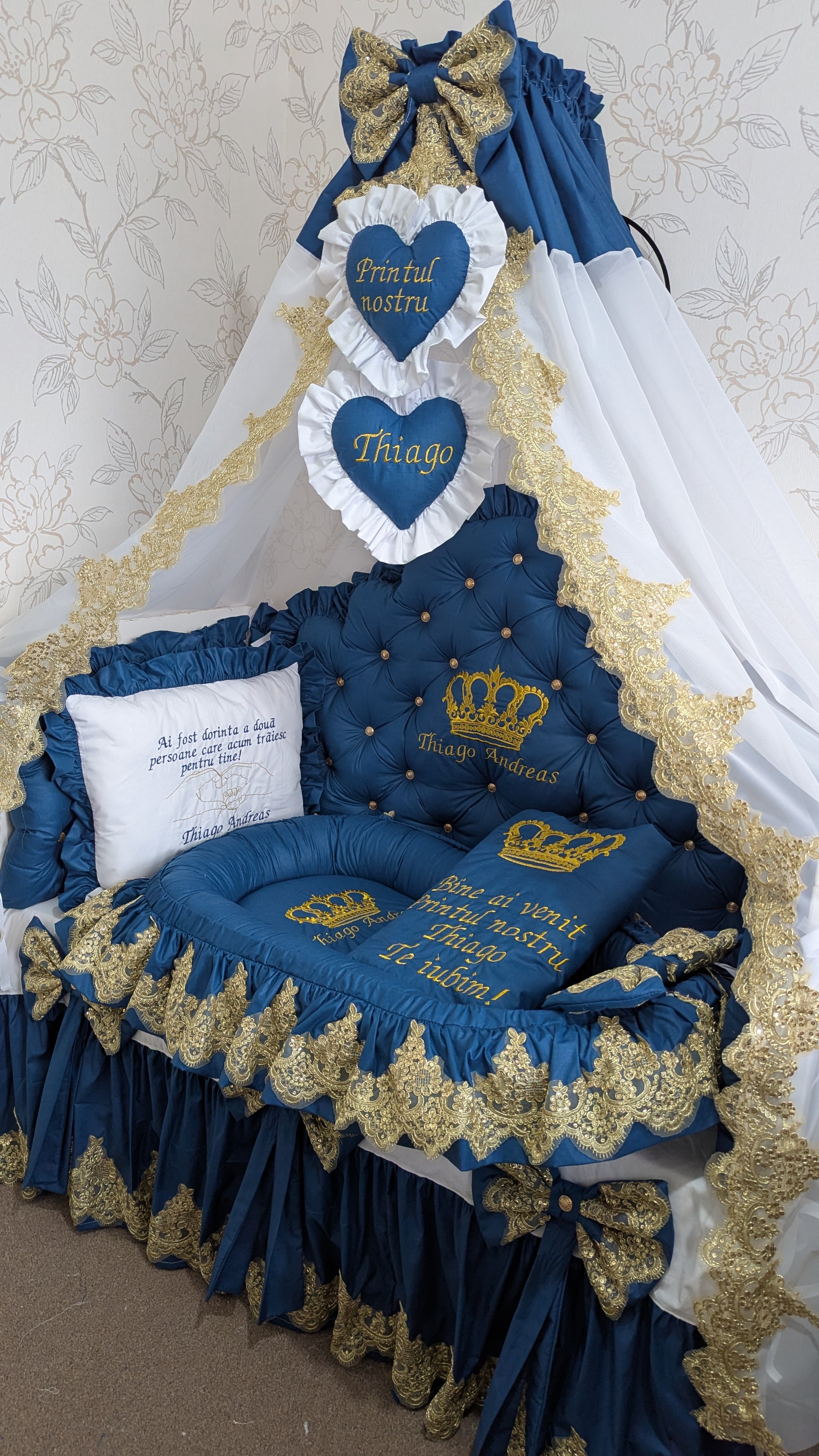Luxury baby bedding 120*60 personalised by embroidery, 100% cotton