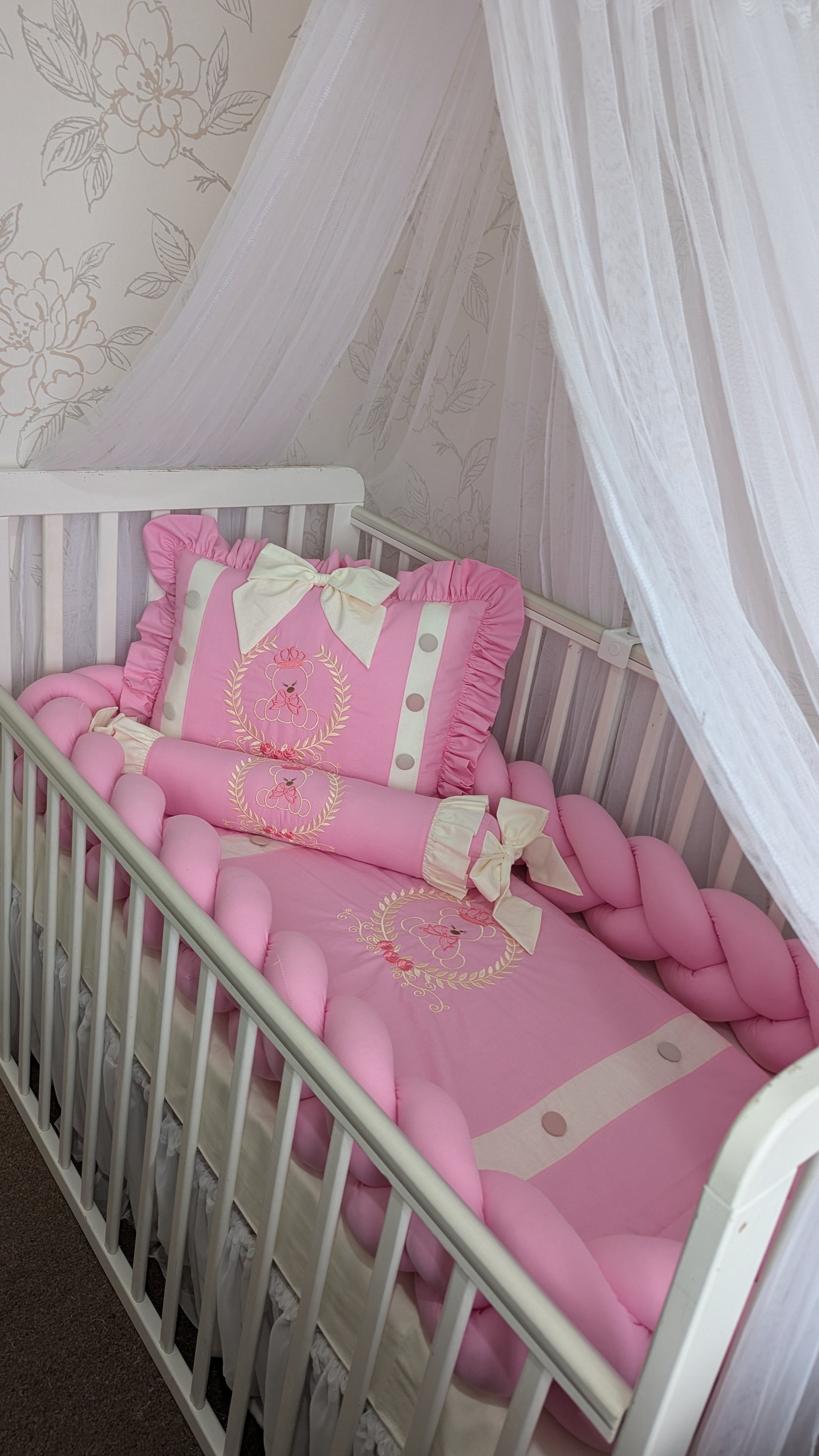 Luxury baby bedding 120*60 personalised by embroidery, 100% cotton