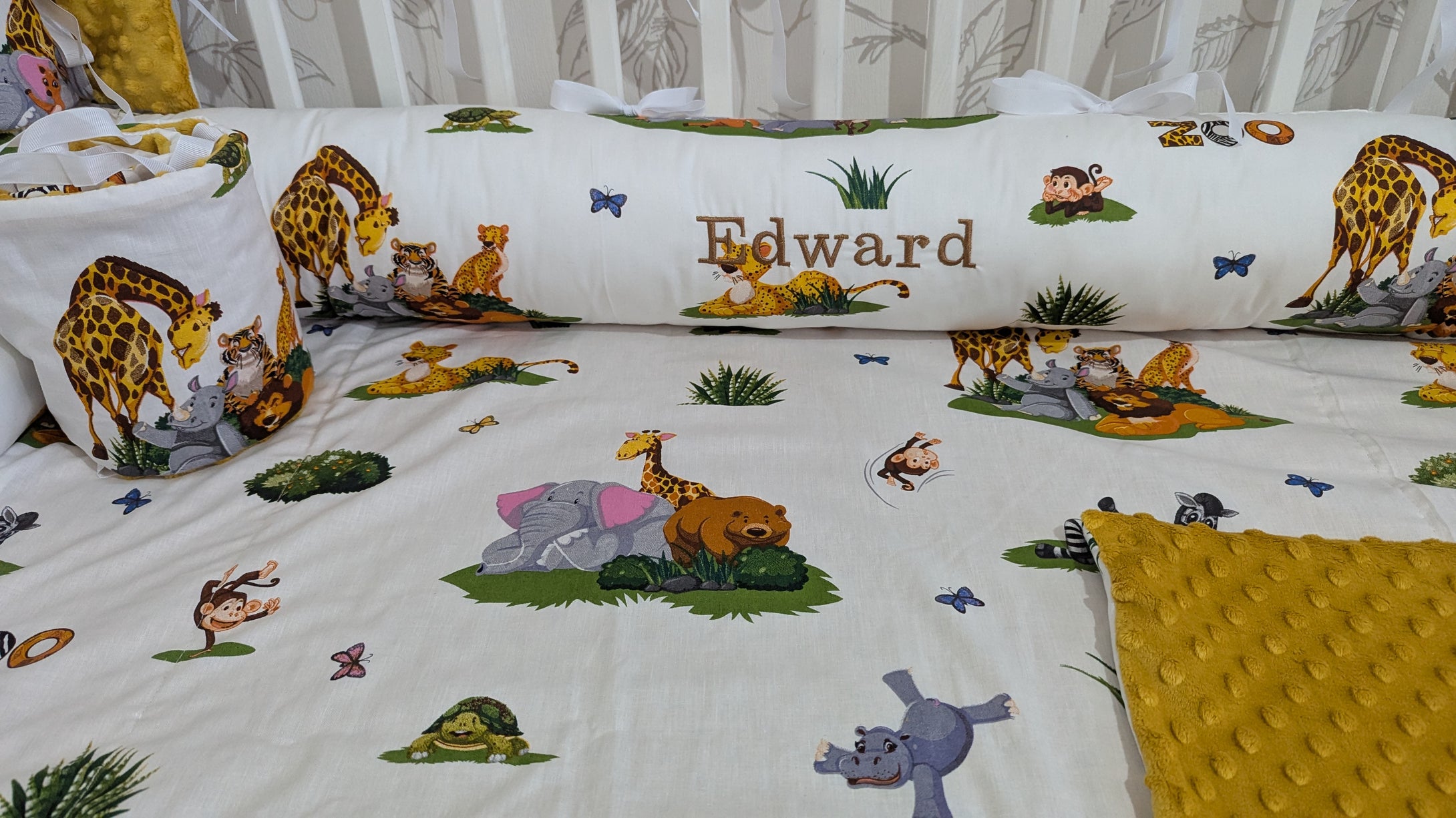Baby bumpers for single bed 190*90 personalised by embroidery, 100% cotton