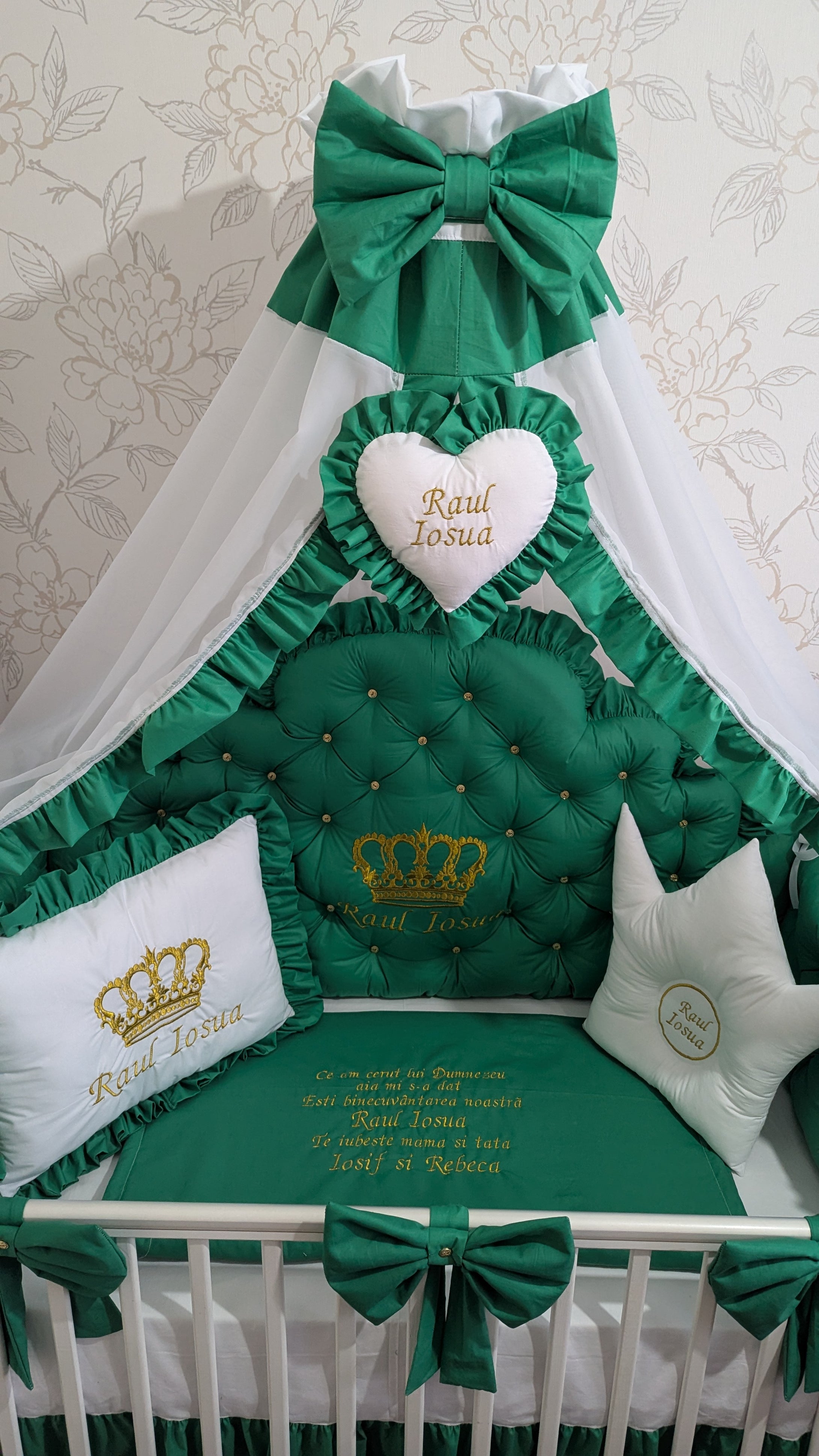 Luxury baby bedding 100% cotton 

  personalised by embroidery