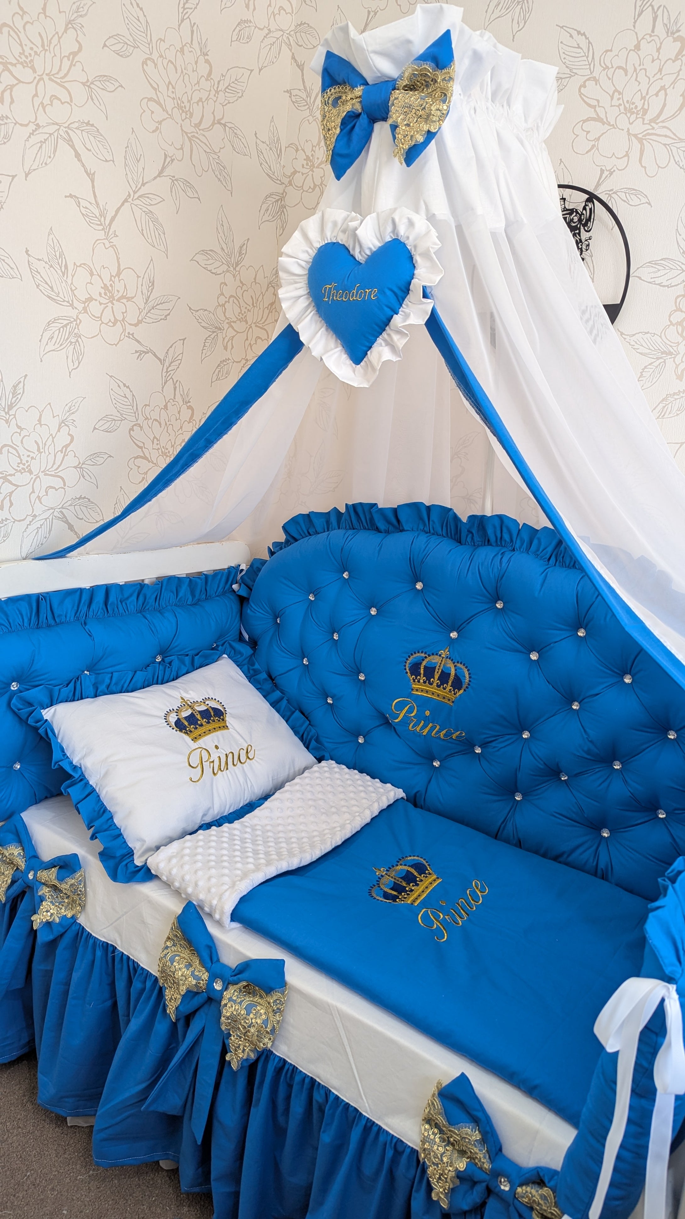 Luxury baby bedding 100% cotton 

  personalised by embroidery