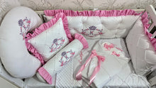Load image into Gallery viewer, Luxury baby bedding 100*50 personalised by embroidery, 100% cotton

