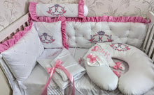Load image into Gallery viewer, Luxury baby bedding 100*50 personalised by embroidery, 100% cotton
