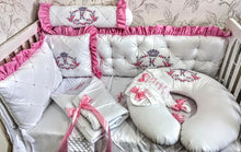 Load image into Gallery viewer, Luxury baby bedding 100*50 personalised by embroidery, 100% cotton
