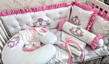 Load image into Gallery viewer, Luxury baby bedding 100*50 personalised by embroidery, 100% cotton
