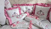 Load image into Gallery viewer, Luxury baby bedding 100*50 personalised by embroidery, 100% cotton
