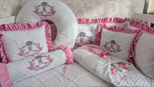 Load image into Gallery viewer, Luxury baby bedding 100*50 personalised by embroidery, 100% cotton
