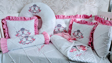 Load image into Gallery viewer, Luxury baby bedding 100*50 personalised by embroidery, 100% cotton
