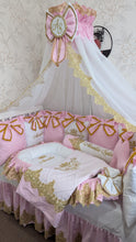 Load image into Gallery viewer, Luxury baby bedding 120*60 personalised by embroidery
