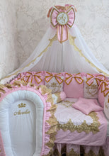 Load image into Gallery viewer, Luxury baby bedding 120*60 personalised by embroidery
