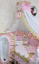 Load image into Gallery viewer, Luxury baby bedding 120*60 personalised by embroidery
