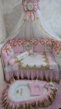 Load image into Gallery viewer, Luxury baby bedding 120*60 personalised by embroidery
