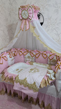 Load image into Gallery viewer, Luxury baby bedding 120*60 personalised by embroidery
