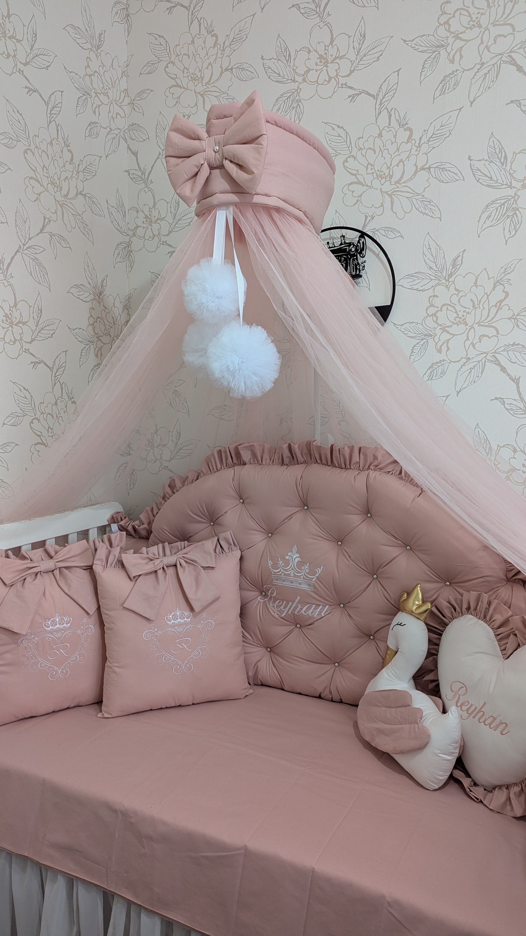 Luxury baby bedding  120*60 personalised by embroidery,  100% cotton