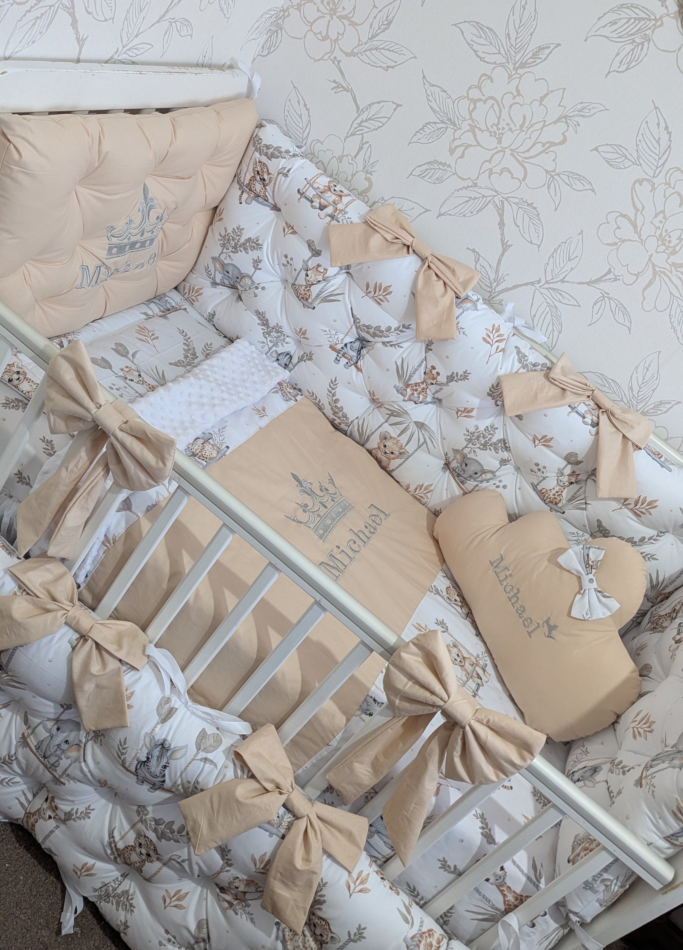 Luxury baby bedding 120*60 personalised by embroidery, 100% cotton