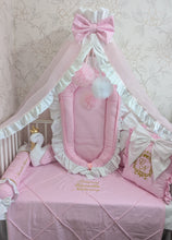 Load image into Gallery viewer, Luxury baby bedding 120*60 personalised by embroidery
